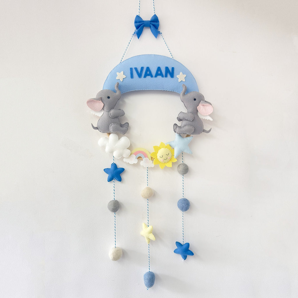 Blue Elephant Name Hanging