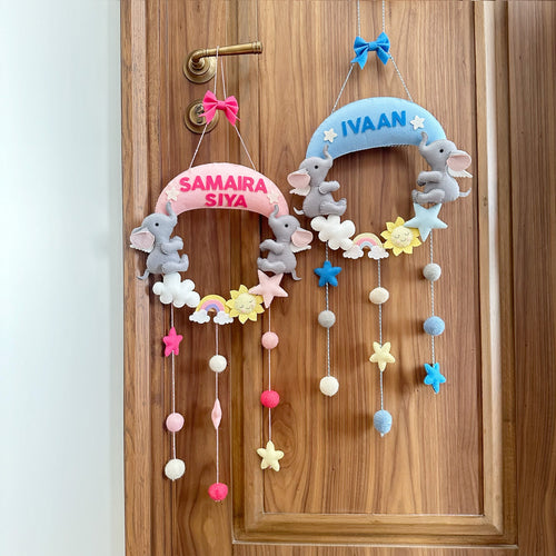 Blue Elephant Name Hanging