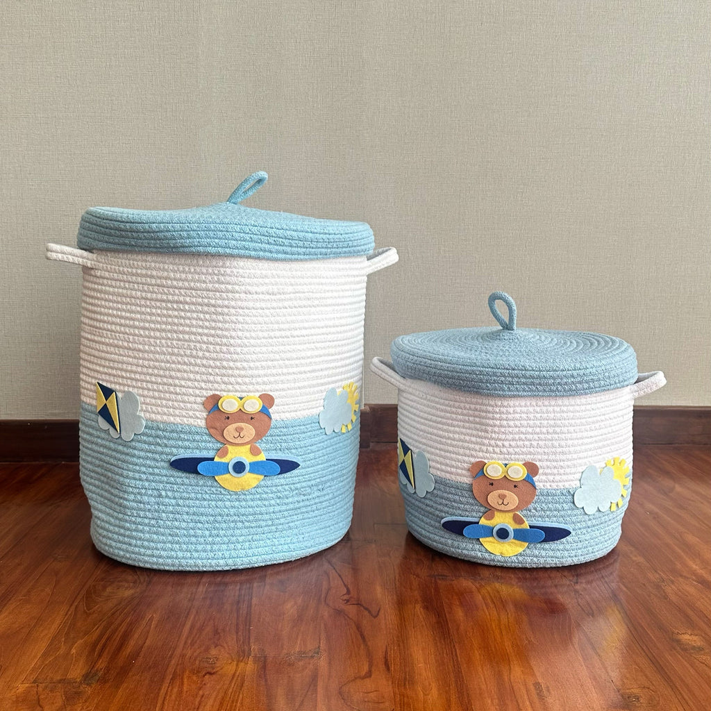 Teddy Airplanes Storage Basket