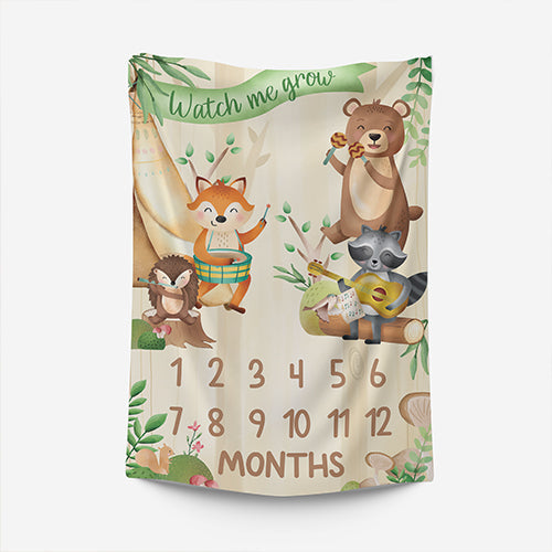 Woodland Animals Milestone Blanket