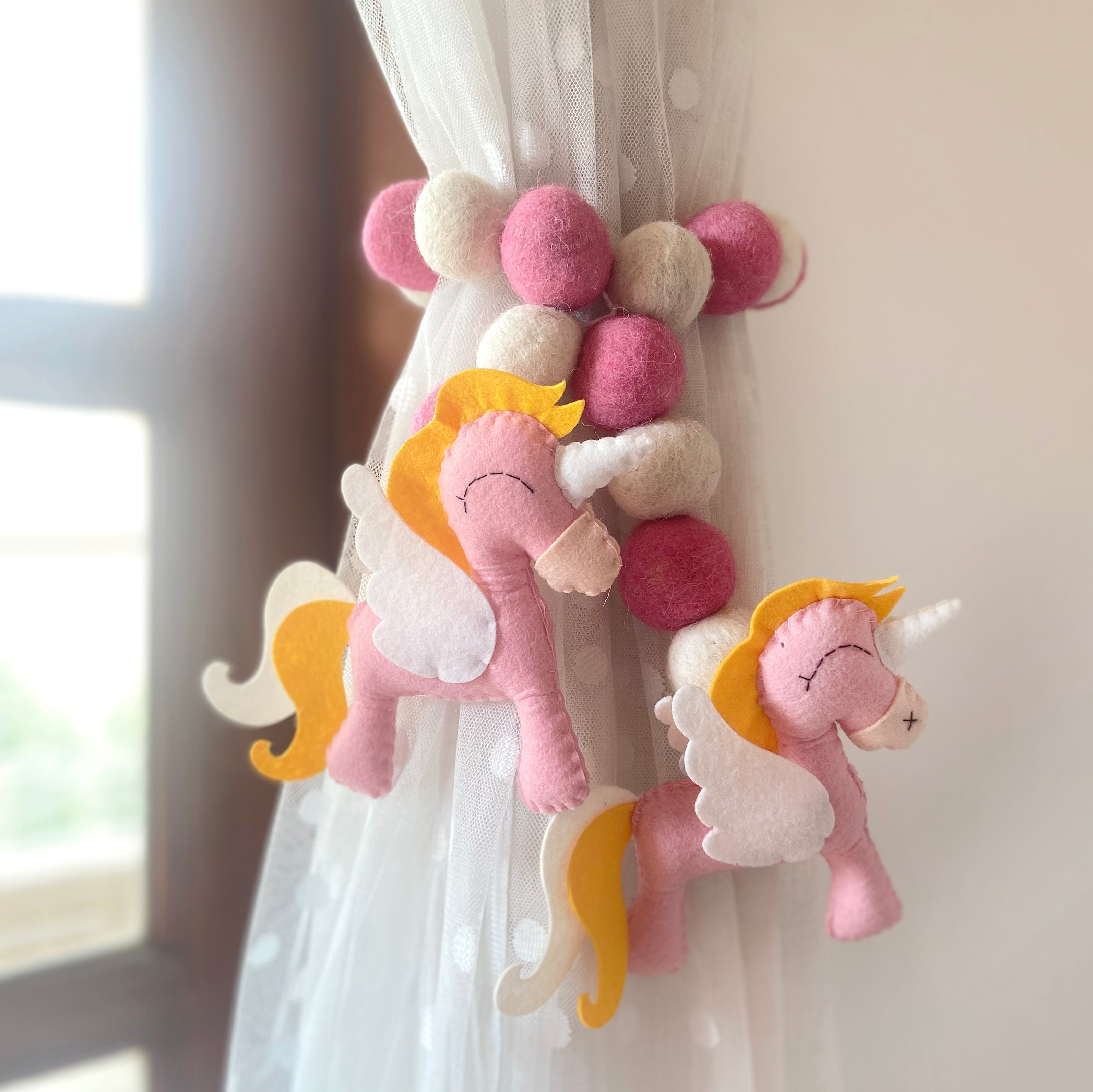 Unicorns Felt Curtain Ties