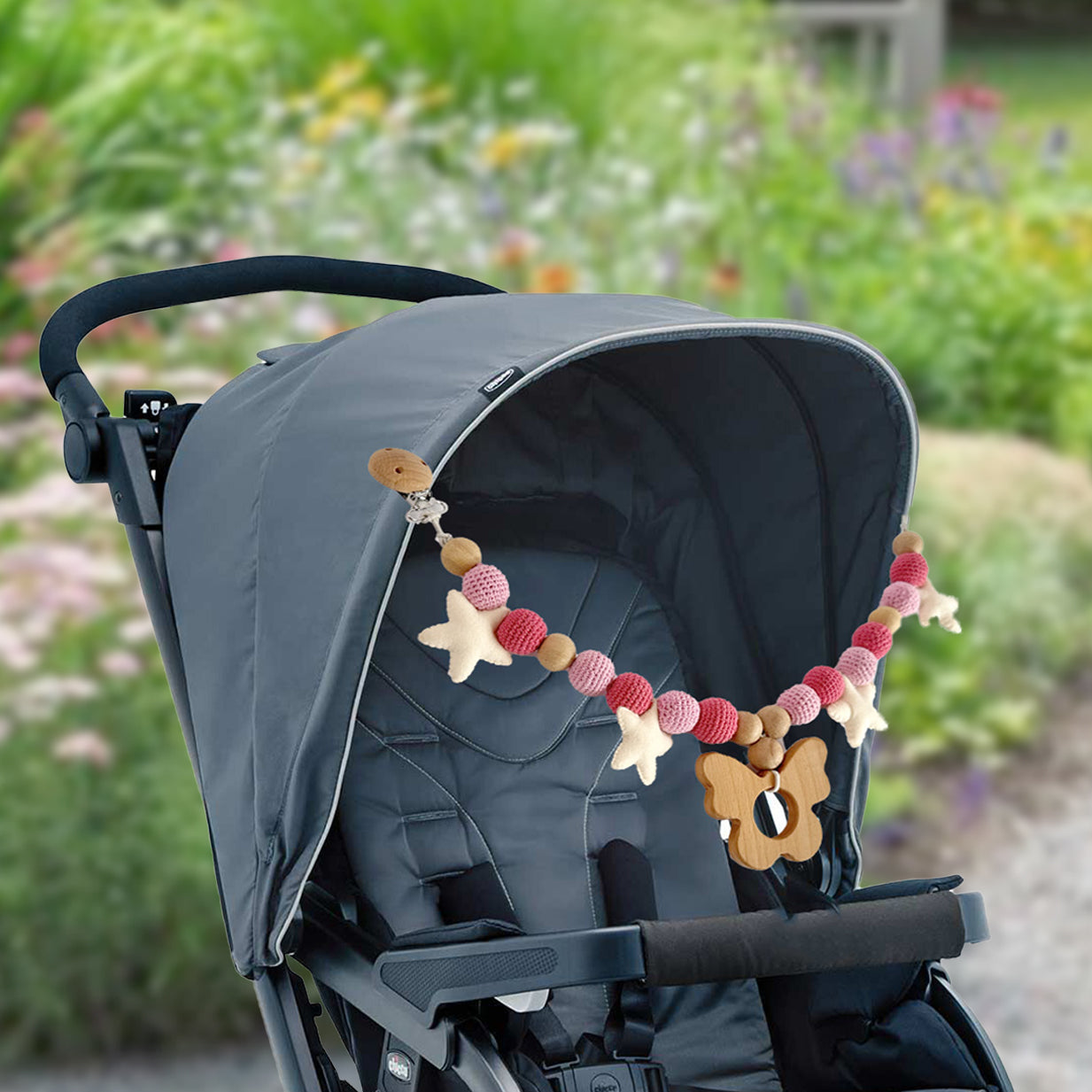 Pink Butterfly Stroller Chain