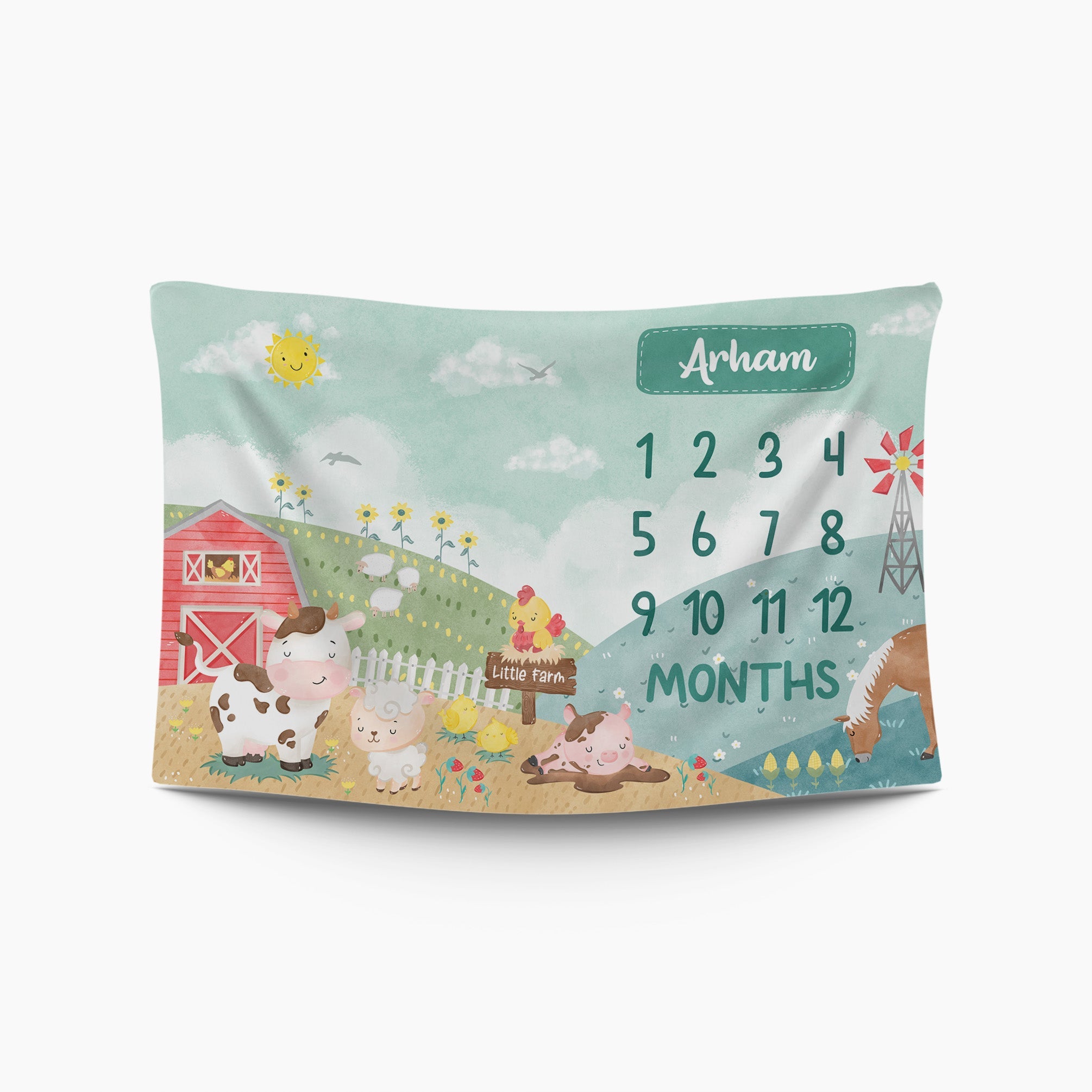 Farm Animals Milestone Blanket