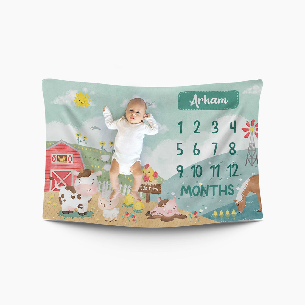 Farm Animals Milestone Blanket